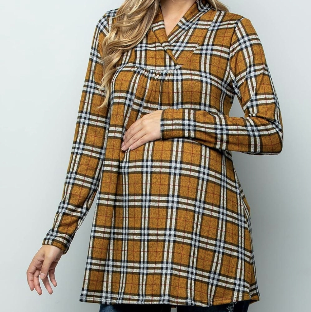 Maternity plaid top blouse flannel My Bump small